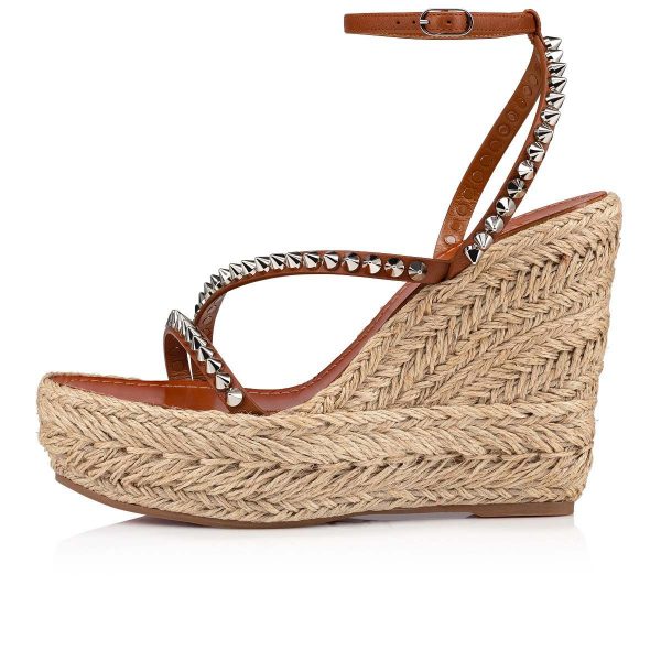 Christian Louboutin Malfadina Zeppa Sandales 120mm Cuir de veau Marron – Image 4