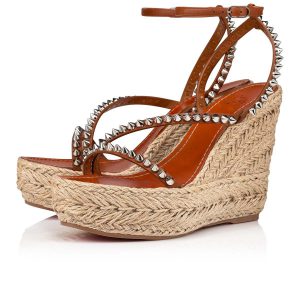 Christian Louboutin Malfadina Zeppa Sandales 120mm Cuir de veau Marron