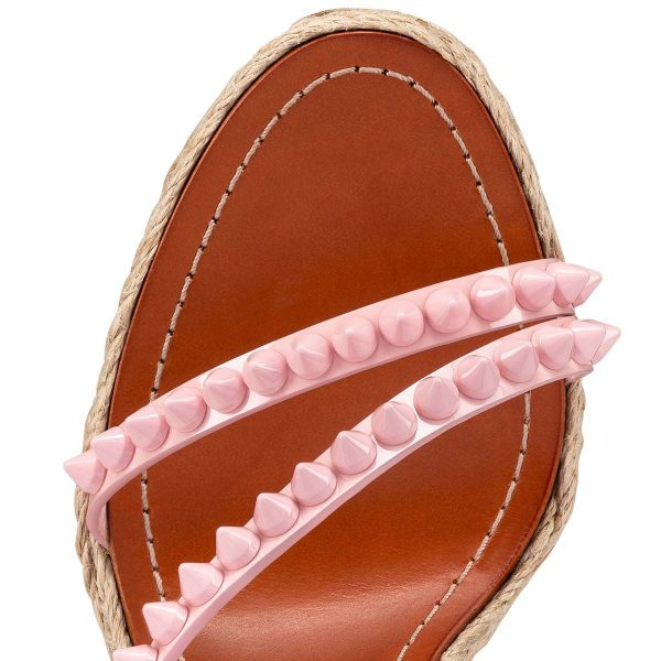 Christian Louboutin Malfadina Zeppa Sandales 120mm Cuir Vernis Rose – Image 3