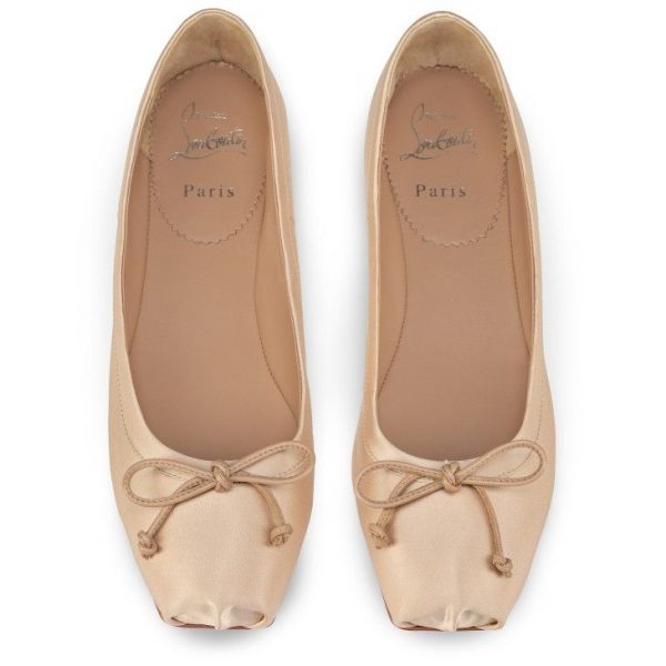 Christian Louboutin Mamadrague Ballerines en Satin Crêpe Blush – Image 3