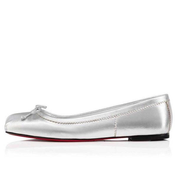 Christian Louboutin Ballerines Mamadrague en cuir nappa argent – Image 2