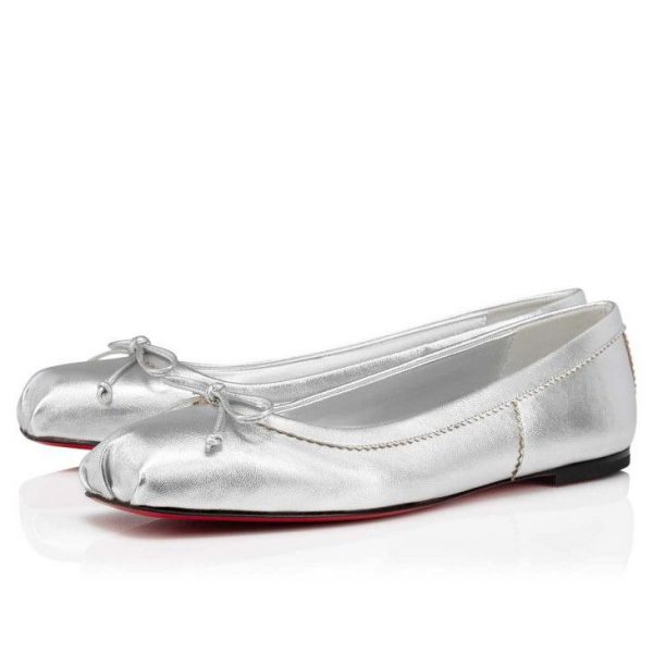 Christian Louboutin Ballerines Mamadrague en cuir nappa argent