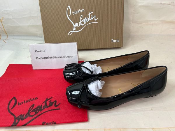 Christian Louboutin Ballerines Mamadrague plates cuir verni noir – Image 5