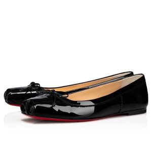 Christian Louboutin Ballerines Mamadrague plates cuir verni noir