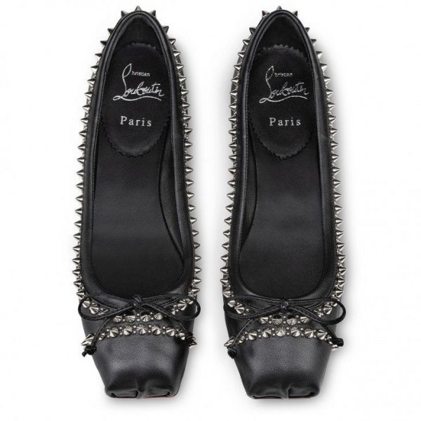 Christian Louboutin Ballerines Mamadrague Spikes en cuir nappa et clous noir – Image 4