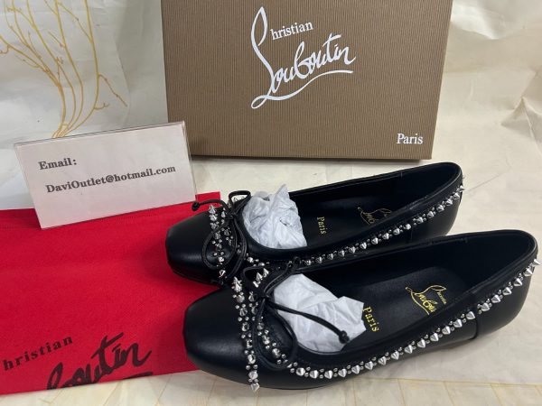 Christian Louboutin Ballerines Mamadrague Spikes en cuir nappa et clous noir – Image 5