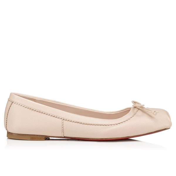 Christian Louboutin Ballerines Mamadrague à bout carré en cuir nappa couleur leche – Image 2