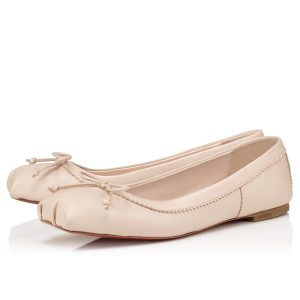 Christian Louboutin Ballerines Mamadrague à bout carré en cuir nappa couleur leche