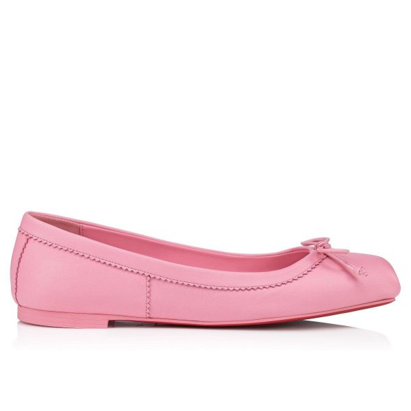 Christian Louboutin Ballerines Mamadrague à bout carré en cuir nappa rose – Image 2