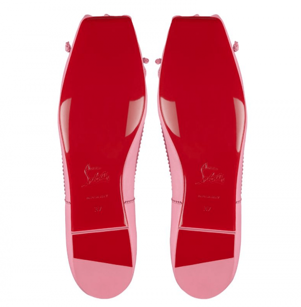 Christian Louboutin Ballerines Mamadrague à bout carré en cuir nappa rose – Image 4