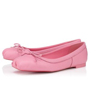 Christian Louboutin Ballerines Mamadrague à bout carré en cuir nappa rose