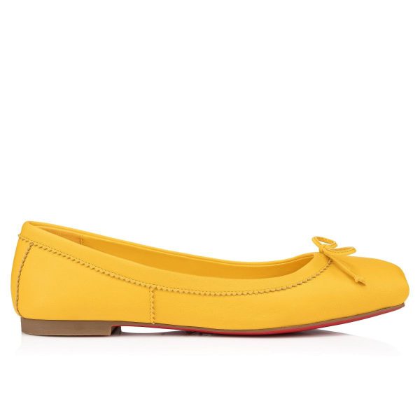 Christian Louboutin Ballerines Mamadrague à bout carré en cuir nappa pollen – Image 3