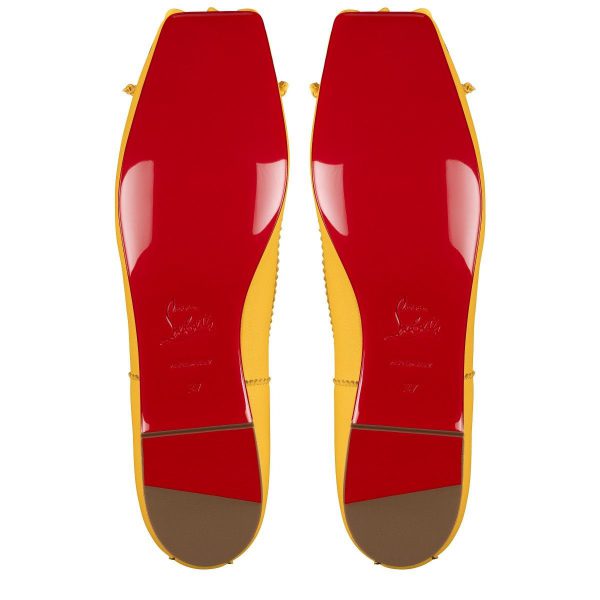 Christian Louboutin Ballerines Mamadrague à bout carré en cuir nappa pollen – Image 5