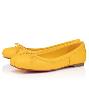 Christian Louboutin Ballerines Mamadrague à bout carré en cuir nappa pollen