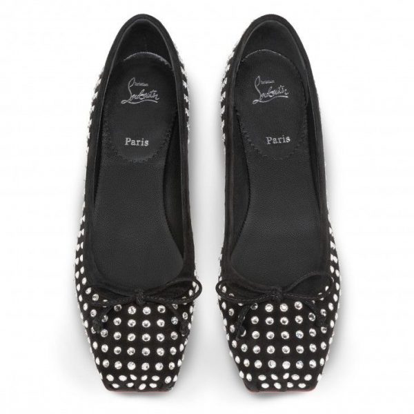 Christian Louboutin Ballerines Mamadrague Strass Boum en veau velours et strass boom noir – Image 4
