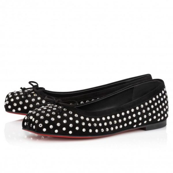 Christian Louboutin Ballerines Mamadrague Strass Boum en veau velours et strass boom noir