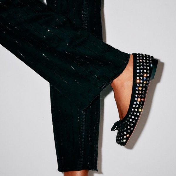 Christian Louboutin Ballerines Mamadrague Strass Boum en veau velours et strass boom noir – Image 5