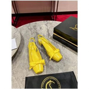 Christian Louboutin Mamaflirt Sling Ballerines 30mm en Cuir Nappa Jaune