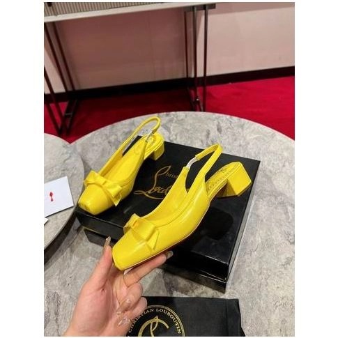 Christian Louboutin Mamaflirt Sling Ballerines 30mm en Cuir Nappa Jaune – Image 2