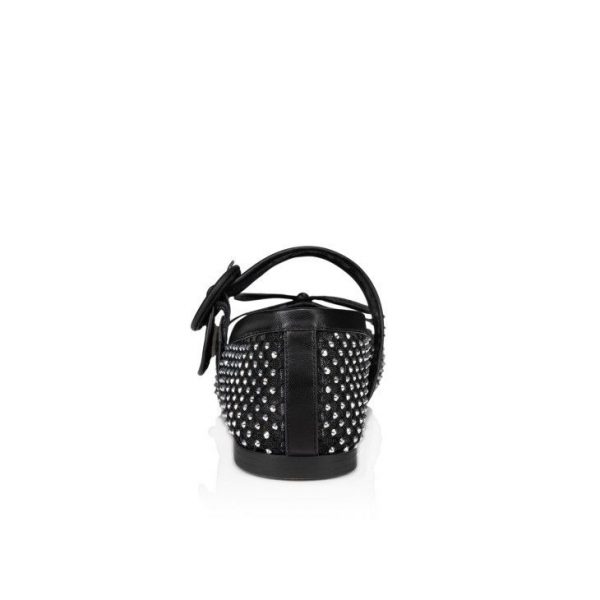 Christian Louboutin Mamastrapitina Ballerines en Maille, Cuir Nappa et Strass Noir – Image 2