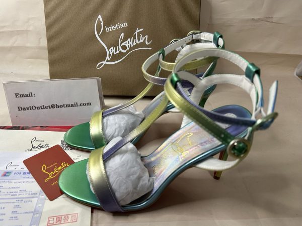Christian Louboutin Mara 100 mm Sandales Multi/lin Las Ab Nappa – Image 5