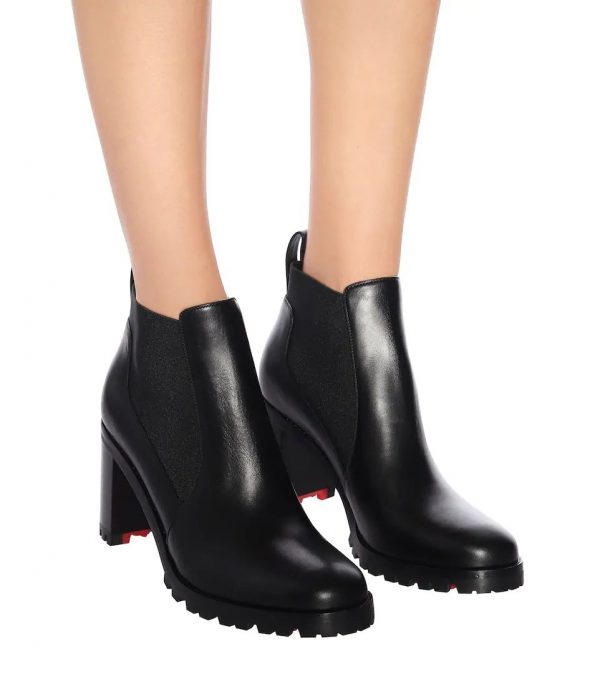 Christian Louboutin Marchacroche 70 Bottines en Cuir Noir – Image 4