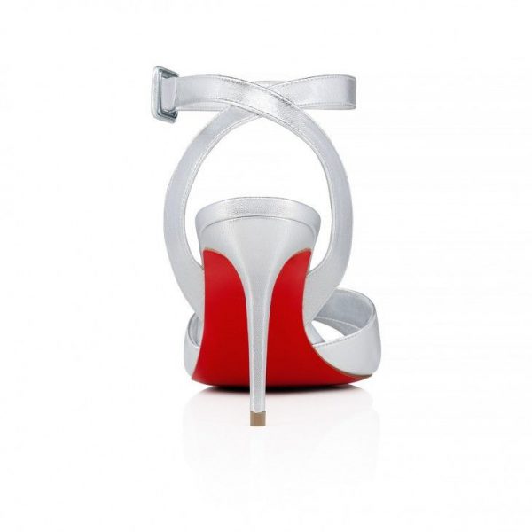 Christian Louboutin Mariza 85 Mm Sandales en Cuir Verni Argenté – Image 3