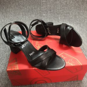 Christian Louboutin Mariza Sandales à Talon Bloc 80mm Cuir Nappa Noir
