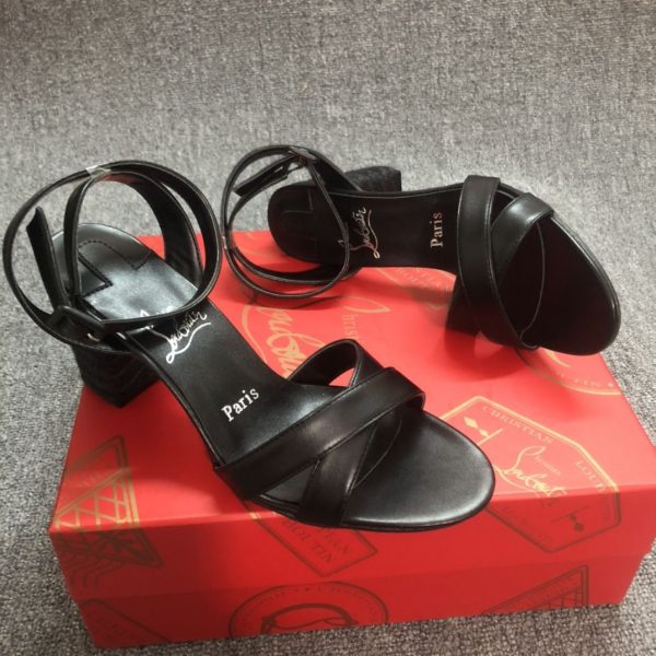 Christian Louboutin Mariza Sandales à Talon Bloc 80mm Cuir Nappa Noir