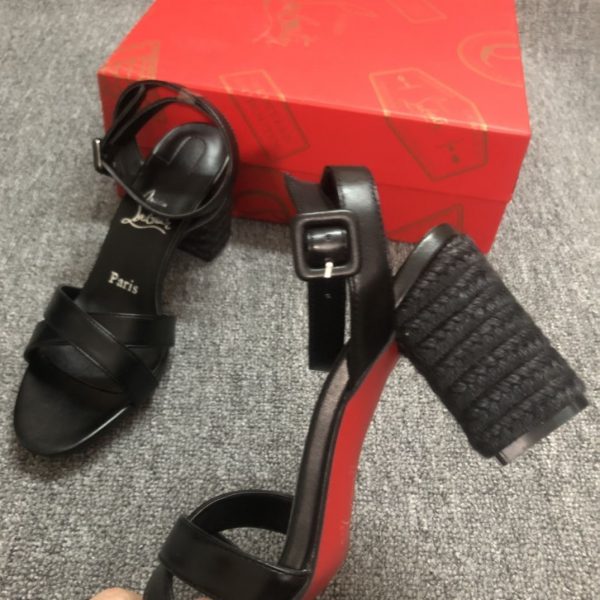 Christian Louboutin Mariza Sandales à Talon Bloc 80mm Cuir Nappa Noir – Image 2