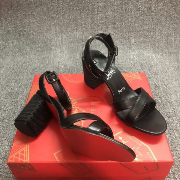 Christian Louboutin Mariza Sandales à Talon Bloc 80mm Cuir Nappa Noir – Image 3