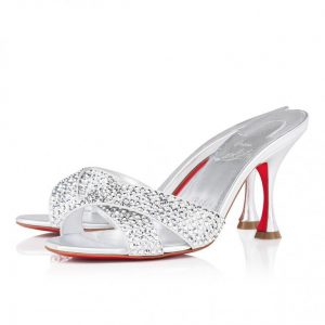 Christian Louboutin Mariza Is Back Strass 85 mm Mules Sandales Argent