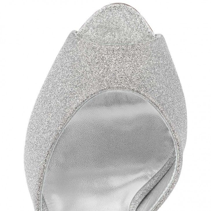 Christian Louboutin Me Dolly 100 mm Mules Cuir de Veau Pailleté Argent – Image 4