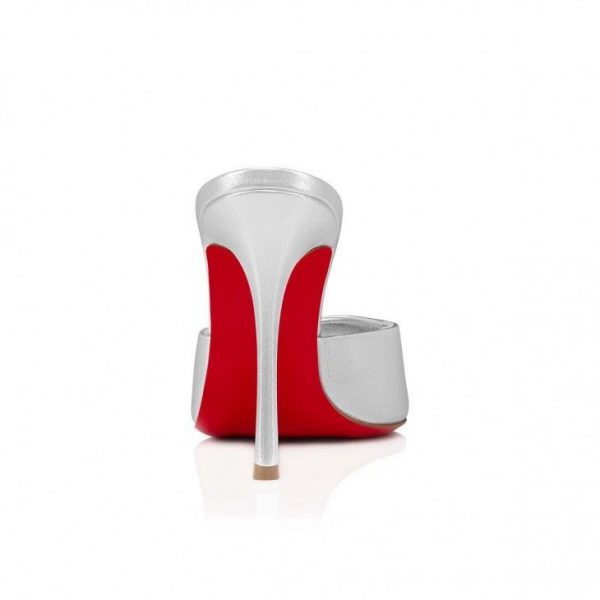 Christian Louboutin Me Dolly 100 Mm Mules Cuir Nappa Argent – Image 3