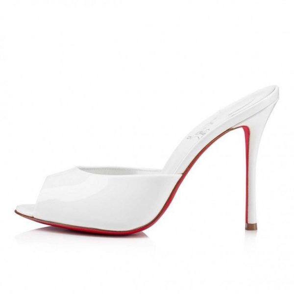 Christian Louboutin Me Dolly 100 Mm Mules Cuir de veau Vernis Bianco – Image 2