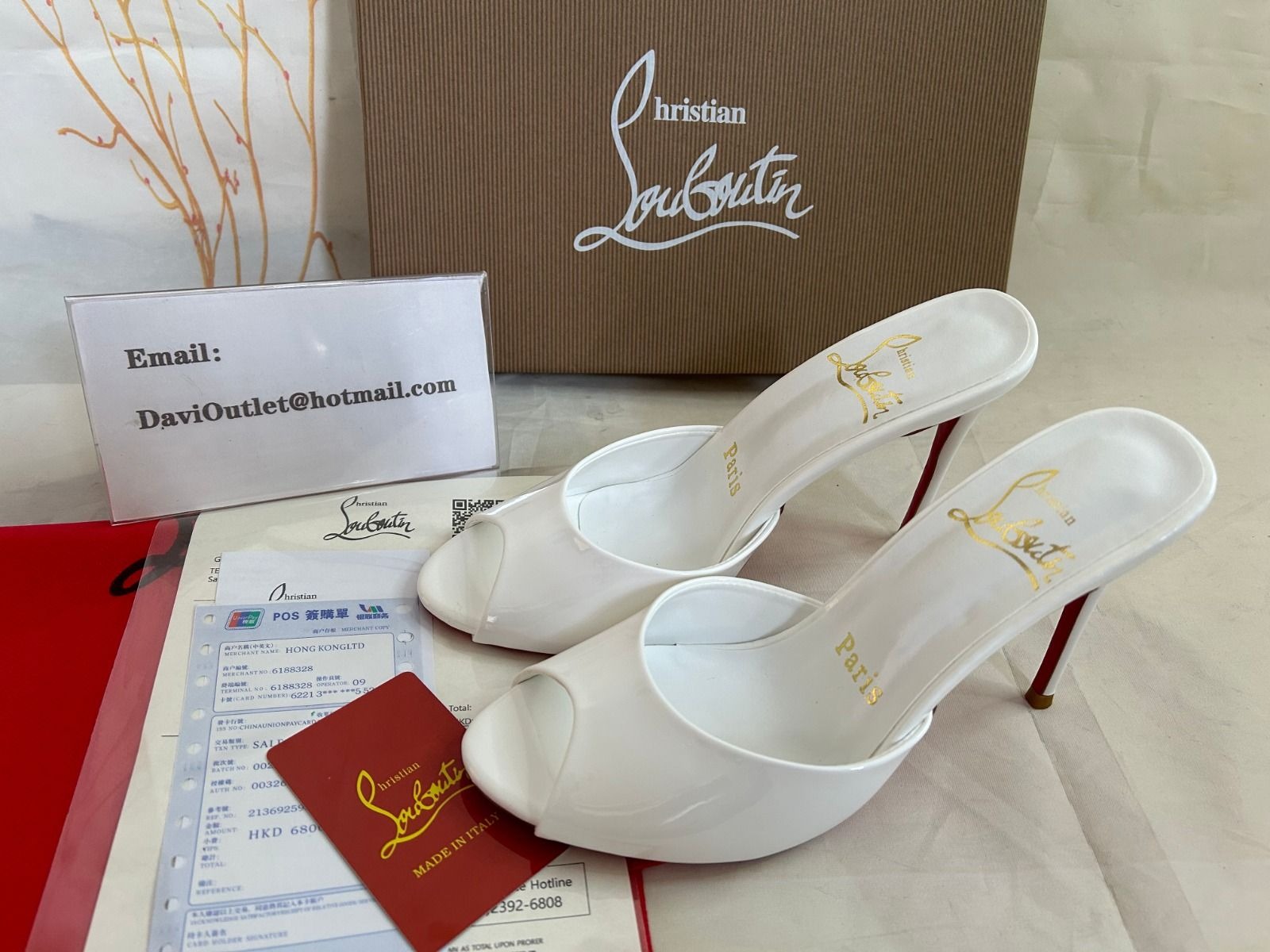 Christian Louboutin Me Dolly 100 Mm Mules Cuir de veau Vernis Bianco