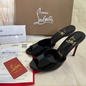 Christian Louboutin Me Dolly 100 Mm Mules Cuir de veau Vernis Noir