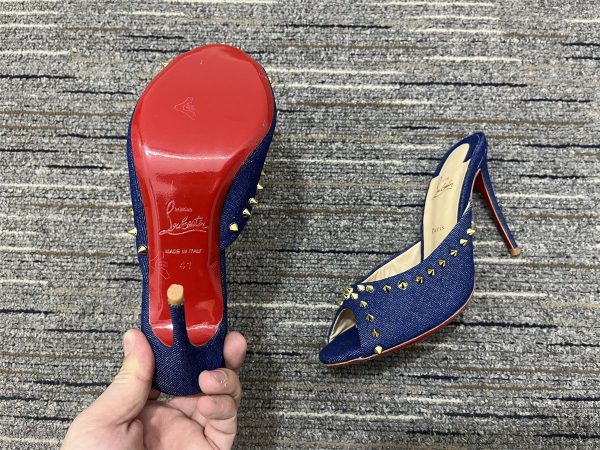Christian Louboutin Mules Me Dolly 100 mm Spikes en denim bleu – Image 2