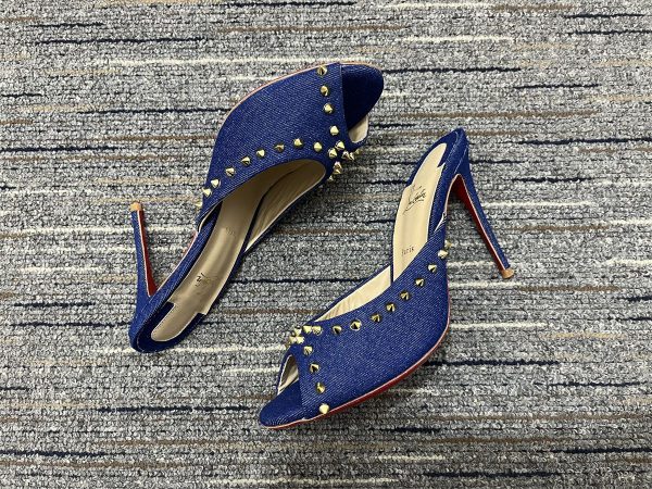 Christian Louboutin Mules Me Dolly 100 mm Spikes en denim bleu – Image 3