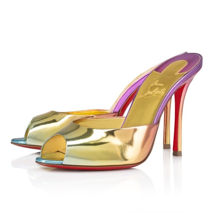 Christian Louboutin Mules Me Dolly 100 mm thongs en cuir specchio boreal multicolore