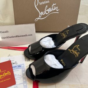 Christian Louboutin Mules Me Dolly 100 mm en cuir verni noir