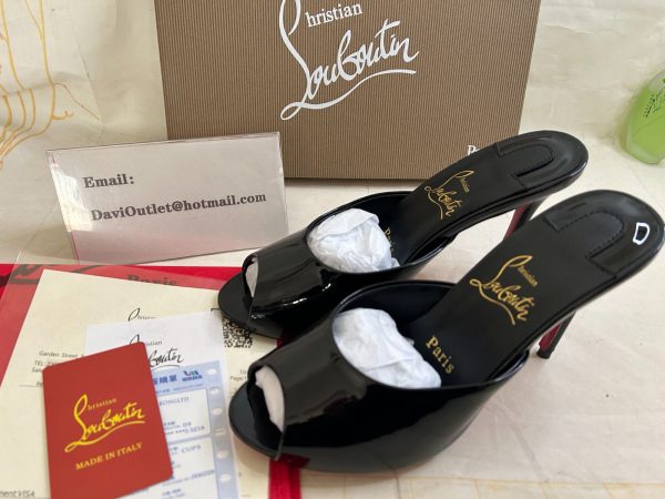 Christian Louboutin Mules Me Dolly 100 mm en cuir verni noir