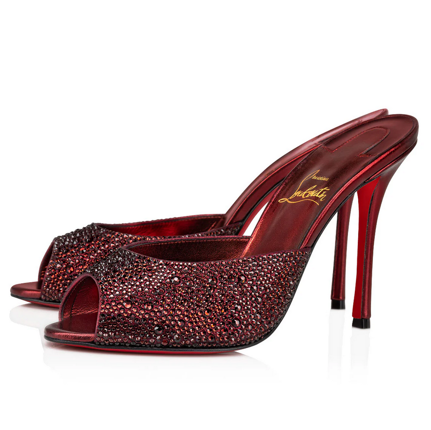 Christian Louboutin Mules Me Dolly Strass 100 mm en daim avec strass rouge