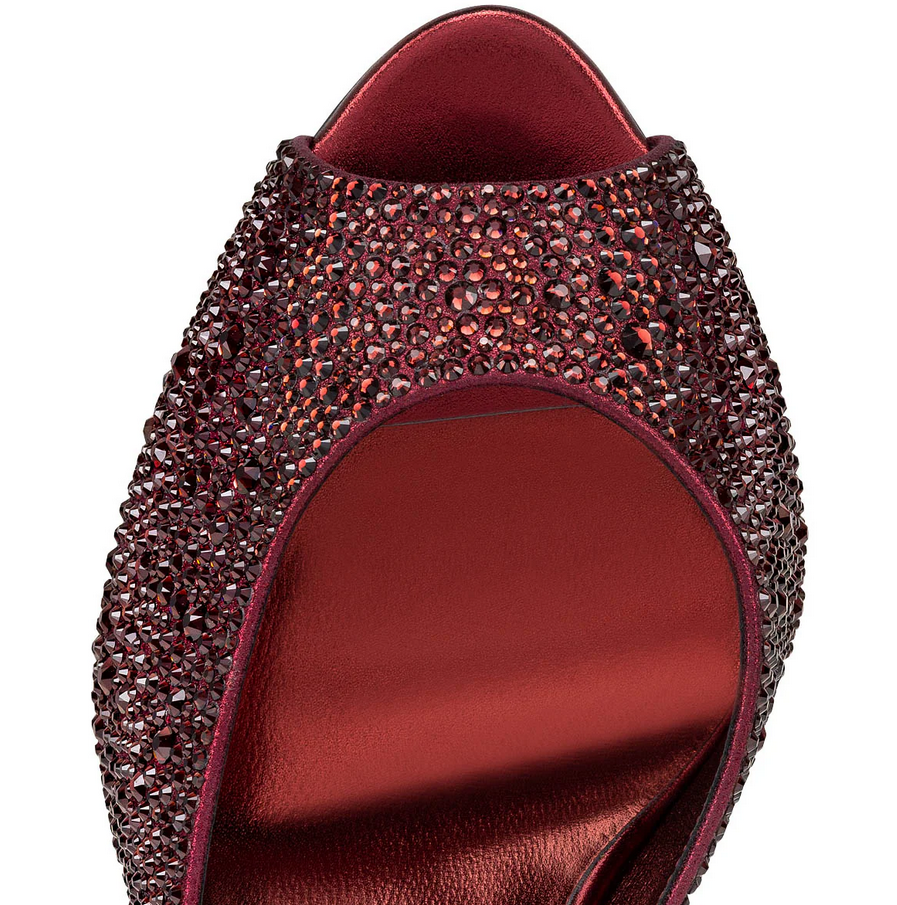 Christian Louboutin Mules Me Dolly Strass 100 mm en daim avec strass rouge – Image 3