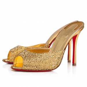 Christian Louboutin Me Dolly Strass Escarpins 100 mm Daim Ornés de Strass Or