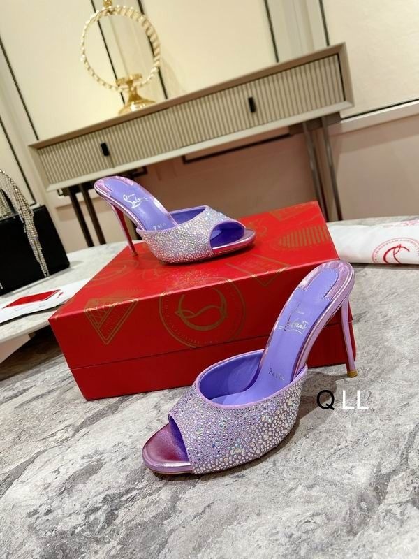 Christian Louboutin Me Dolly Strass Escarpins 100 mm Daim Ornés de Strass Lilas