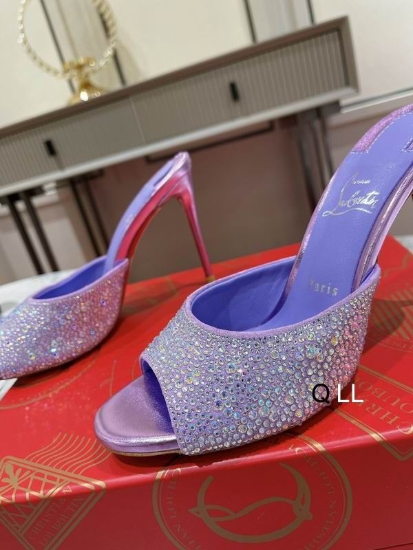 Christian Louboutin Me Dolly Strass Escarpins 100 mm Daim Ornés de Strass Lilas – Image 2