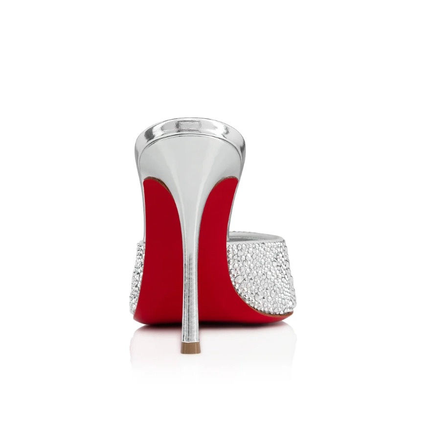 Christian Louboutin Me Dolly Strass Escarpins 100 mm Daim Ornés de Strass Argent – Image 3