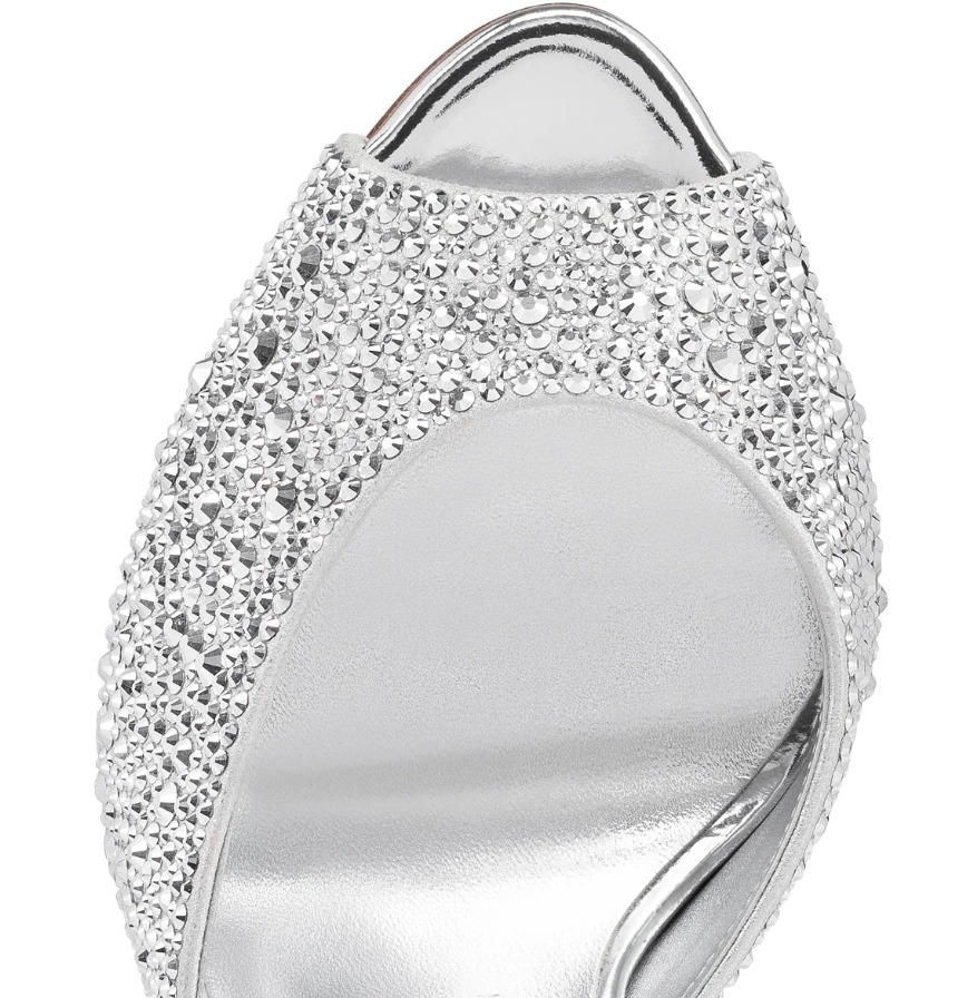Christian Louboutin Me Dolly Strass Escarpins 100 mm Daim Ornés de Strass Argent – Image 4