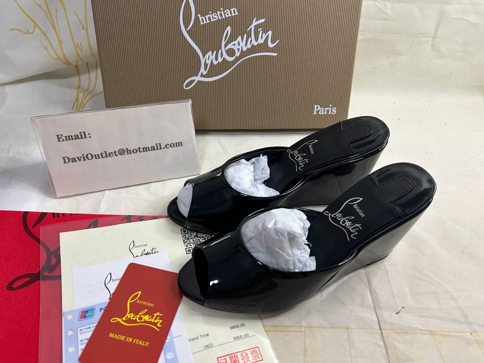 Christian Louboutin Mules Me Dolly Zeppa 85 mm en cuir verni noir